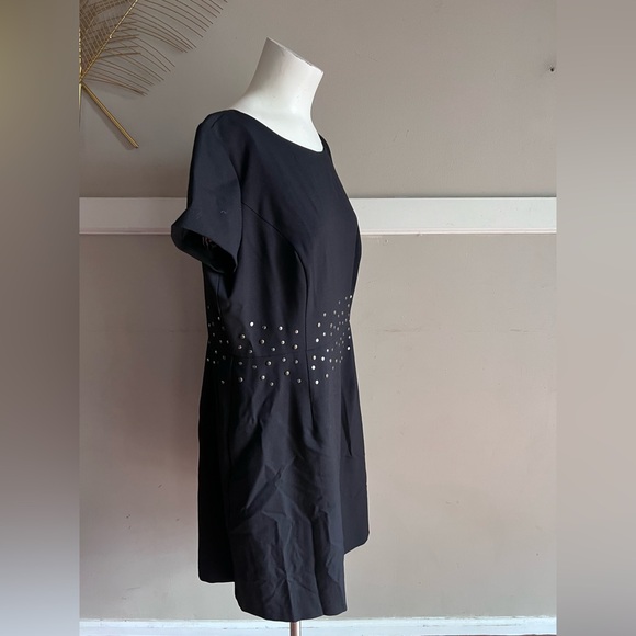 Donna Ricco Black Studded Mini Dress Size 14 - Picture 2 of 6